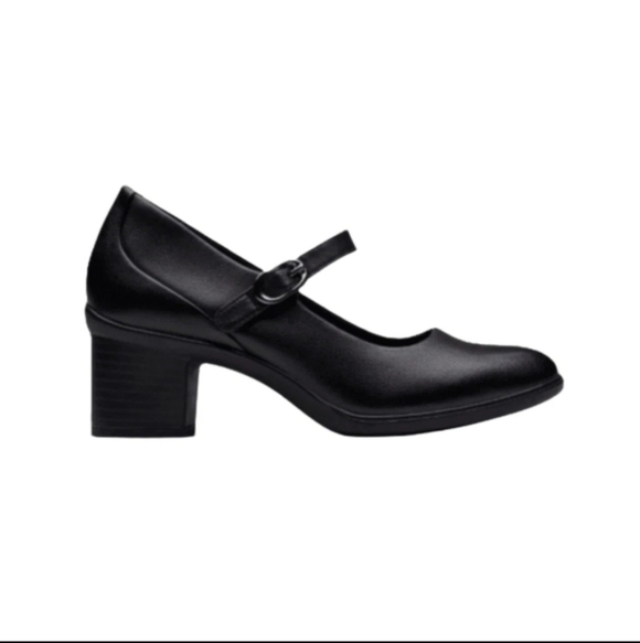 Clarks Shoes - Clarks Women's Shaya Jane Black Leather Mary Jane Pump - 82996 Shoe Fit Wide